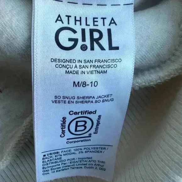 ATHLETA GIRL SHERPA FULL ZIP JACKET Size Medium 8/10 - Picture 5 of 6